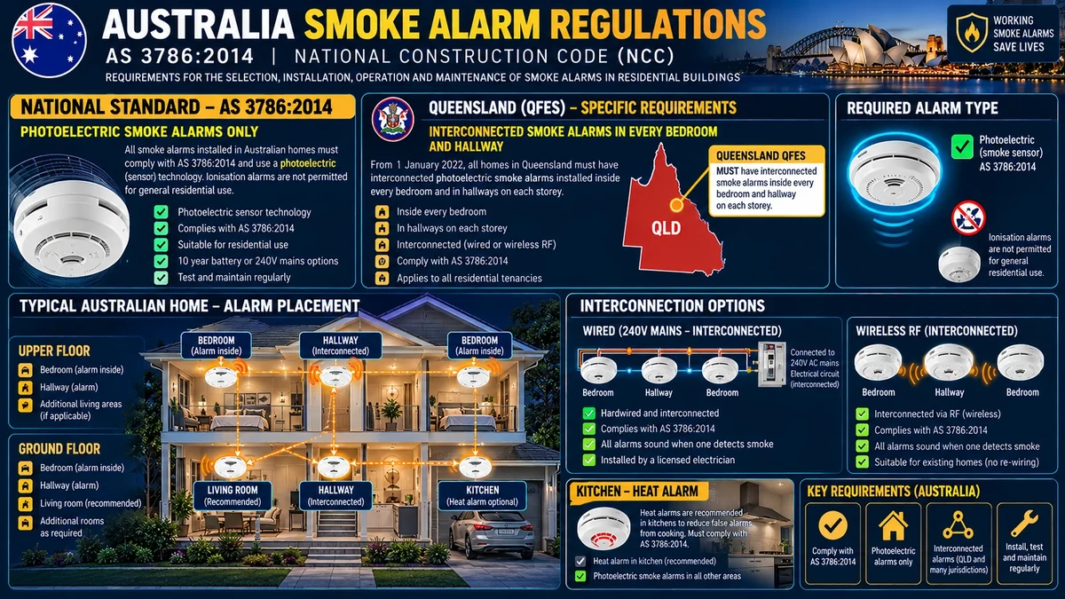 Australia smoke alarm regulations AS 3786:2014 overview