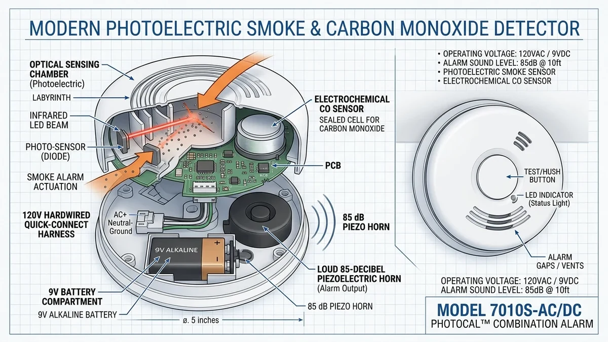 Comparison of smoke alarm optical sensor and thermal rate-of-rise heat detector
